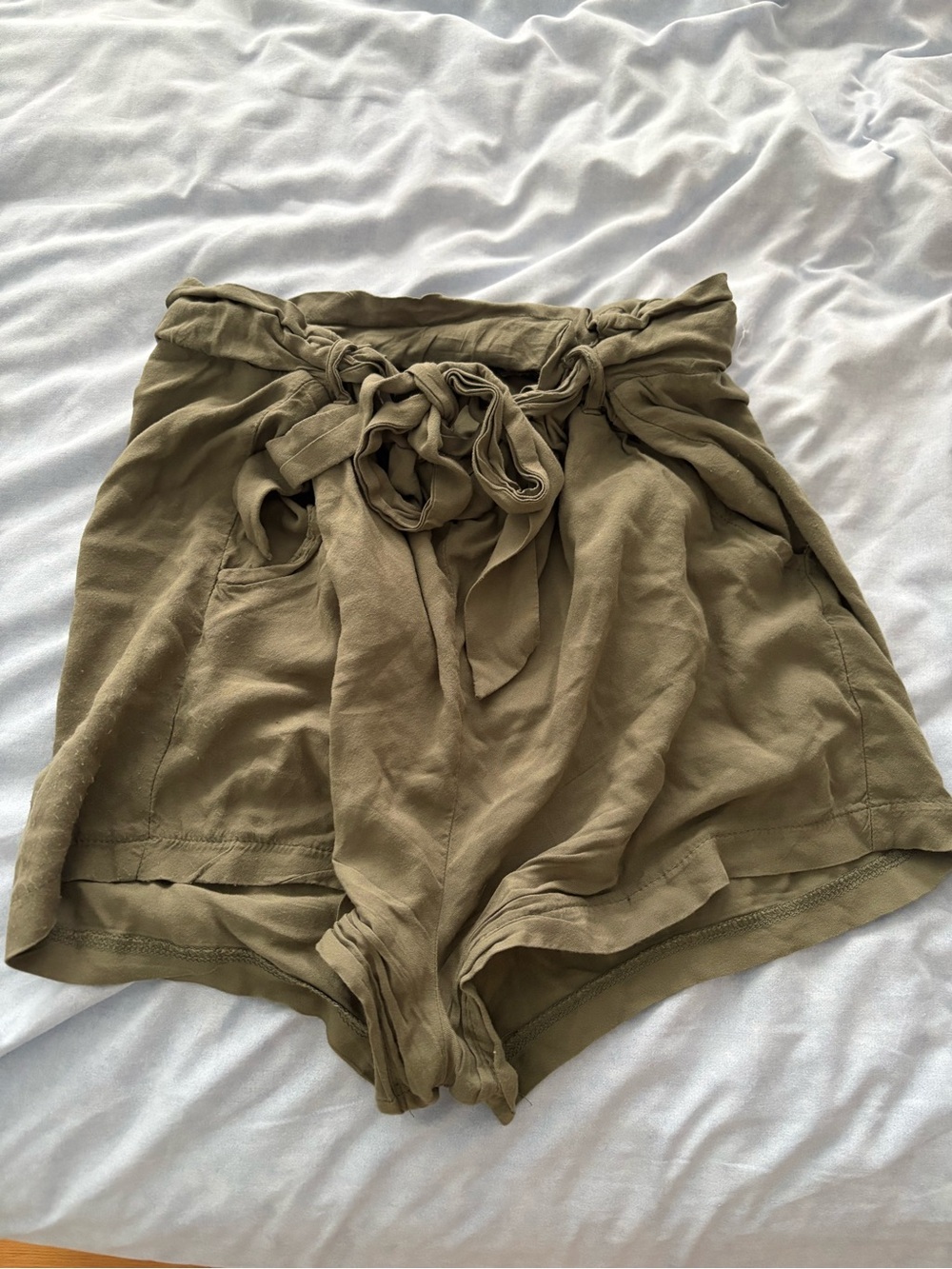 Ardene High-Waist Olive Paperbag Tie-Waist Women’s Shorts